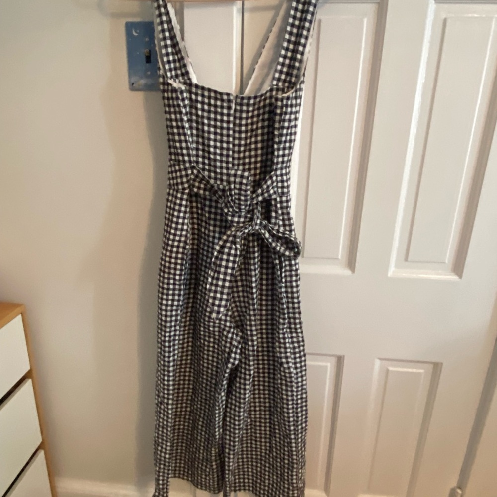 Banana Republic Black and White Gingham Tie Front Ruffled Midi Sundress